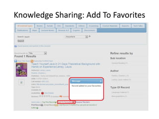 Knowledge Sharing: Add To Favorites 
 