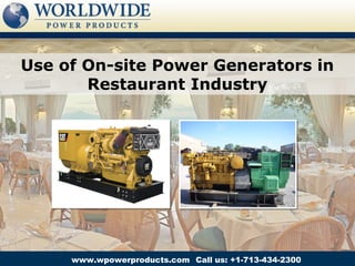 Use of On-site Power Generators in
       Restaurant Industry




     www.wpowerproducts.com Call us: +1-713-434-2300
 