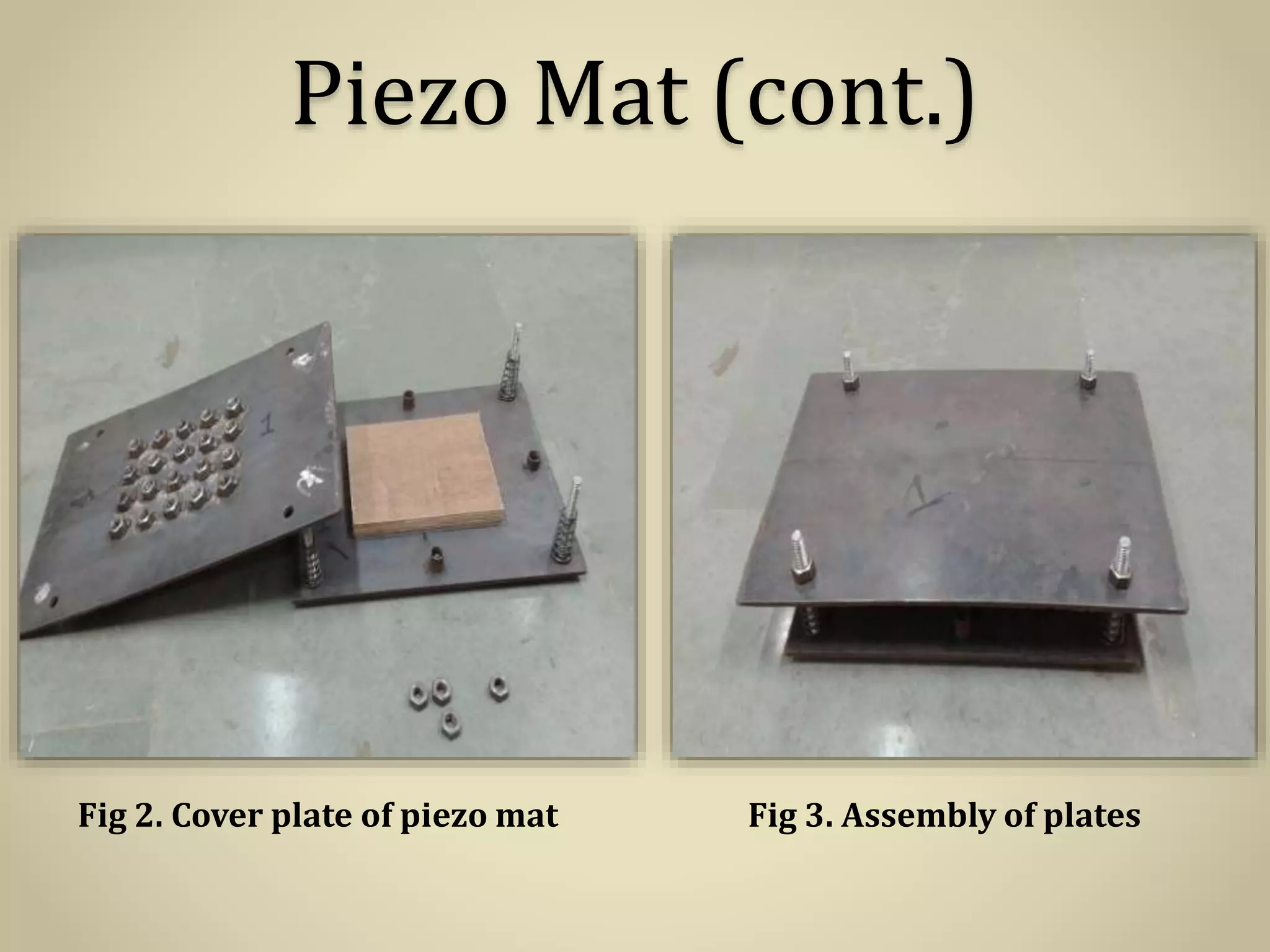Piezo Mat (cont.)
Fig 2. Cover plate of piezo mat Fig 3. Assembly of plates
 