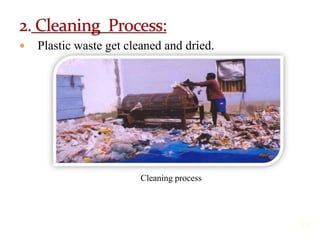  Plastic waste get cleaned and dried.
Cleaning process
12
 