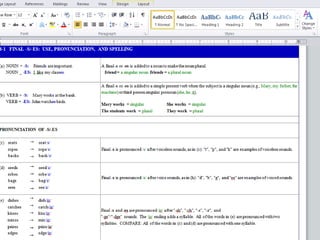 Use of s and es