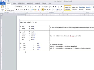 Use of s and es