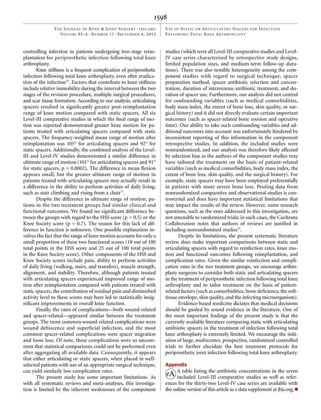 Use of static or articulating spacers for infection PDF