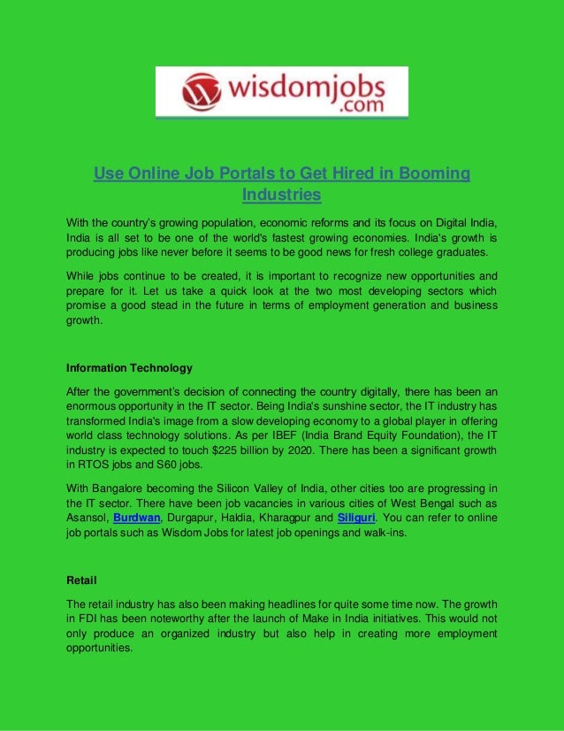 use online job portals to get hired in booming industries booming industries