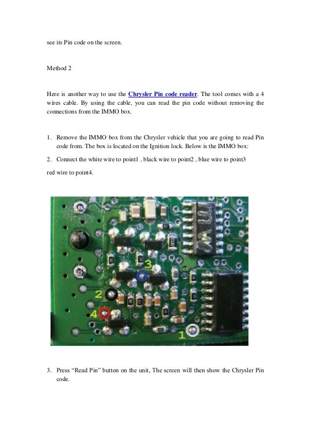 Use pin code reader for chrysler to read pin codes