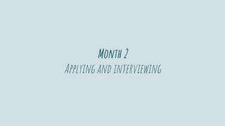 Month 2
Applying and interviewing
 