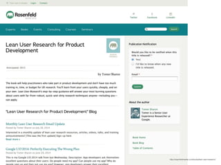 http://rosenfeldmedia.com/books/lean-user-research/ 
 