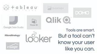 Tools are smart.
But a tool can’t
know your user
like you can.
 