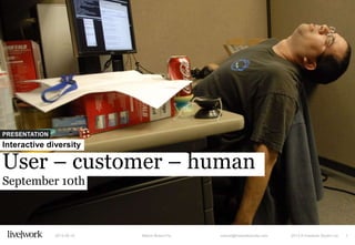 PRESENTATION
User – customer – human
September 10th
Interactive diversity
 