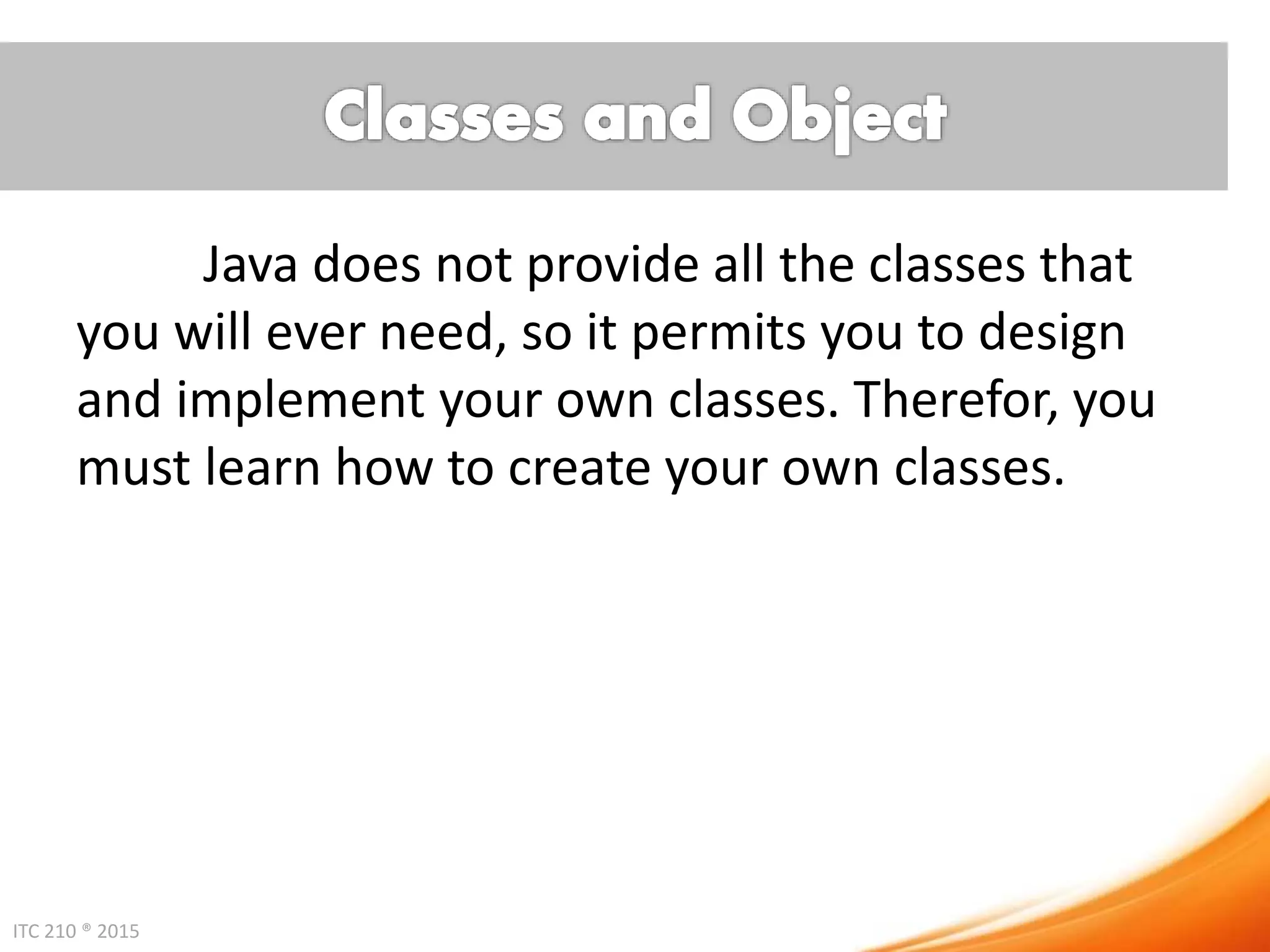 Java - User Defined classes | PPT