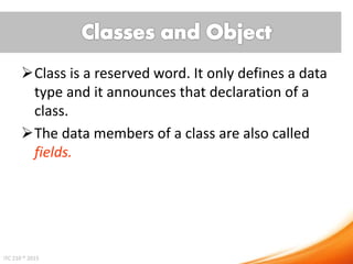Java - User Defined classes | PPTX | Programming Languages | Computing