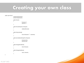 Java - User Defined classes | PPTX | Programming Languages | Computing