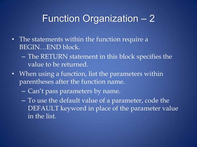 User defined functions | PPTX