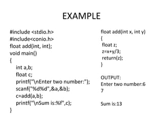 User defined functions in C programmig | PPT