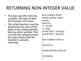 User defined functions in C programmig | PPT