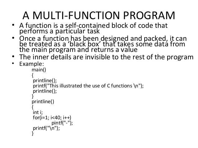 User defined functions in C programmig