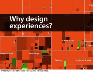 Why design
        experiences?




What makes experiences so valuable in business.
 