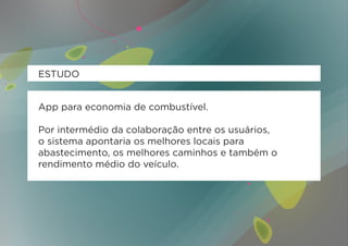 ESTUDO


App para economia de combustível.

Por intermédio da colaboração entre os usuários,
o sistema apontaria os melhores locais para
abastecimento, os melhores caminhos e também o
rendimento médio do veículo.
 