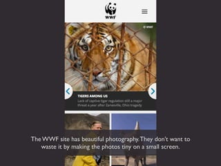 The WWF site has beautiful photography. They don’t want to
   waste it by making the photos tiny on a small screen.
 