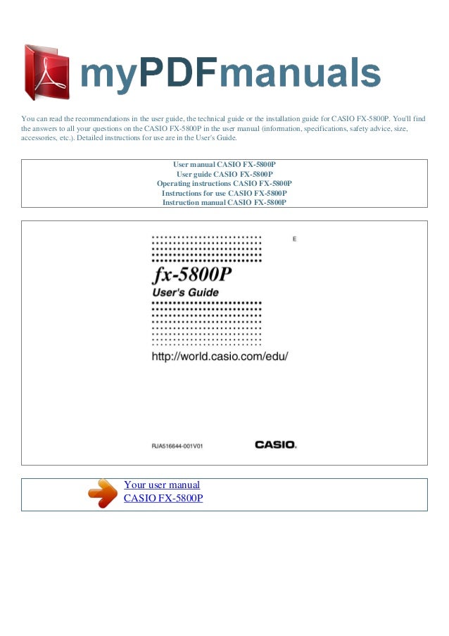 Casio Manuals User's Guide Casio Manuals User's Guide