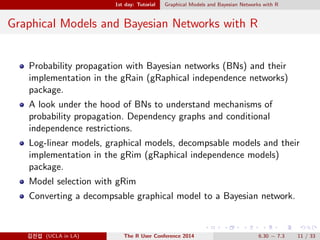 cation: K{Nearest Neighbors, trees 
Common: Boosting, Support Vector Machine (SVM) 
3 Parallel Processing 
@Ä- (UCLA in LA) The R User Conference 2014 6.30  7.3 9 / 33 
 