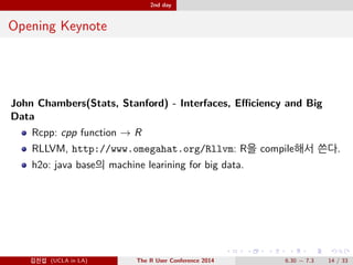 1st day: Tutorial Graphical Models and Bayesian Networks with R 
The chest clinic narrative 
p(V) = p(a)p(tja)p(s)p(l js)p(bjs)p(ejt; l)p(dje; b)p(xje) 
@Ä- (UCLA in LA) The R User Conference 2014 6.30  7.3 12 / 33 
 