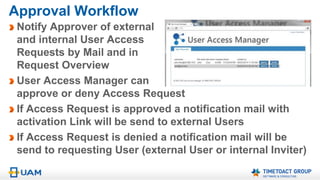 UAM manages…
External (Guest) Users for IBM Connections
Internal Users “Terms of Use” Acceptance
Password Recovery
Password Quality
and much more…
 