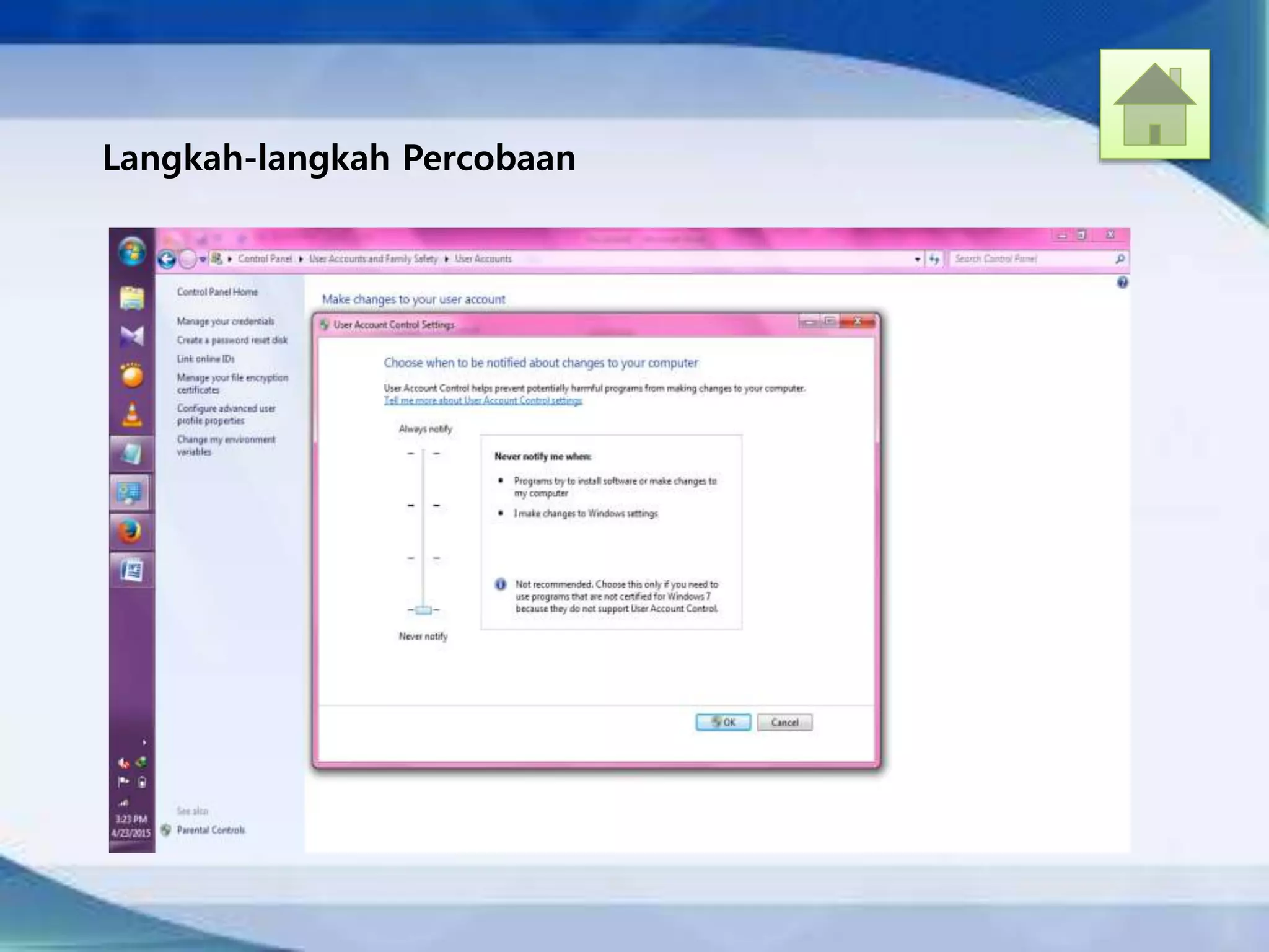 Langkah-langkah Percobaan
 