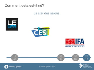 © userADgents – 2013
Comment cela est-il né?
19
99
20
05
20
12
18
40
La star des salons…
 