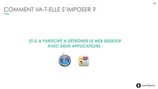 64userADgents
COMMENT VA-T-ELLE S’IMPOSER ?
64
LE CHALLENGE POUR L’APPLE WATCH :
DES KILLERS APPS QUI DONNERONT DU SENS
 