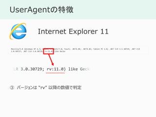 UserAgent؏
Mozilla/5.0 (Windows NT 6.3; WOW64; Trident/7.0; Touch; .NET4.0E; .NET4.0C; Tablet PC 2.0; .NET CLR 3.5.30729; .NET CLR
2.0.50727; .NET CLR 3.0.30729; rv:11.0) like Gecko
Internet Explorer 11
 Щ` rv Խж
CLR 3.0.30729; rv:11.0) like Gecko
 