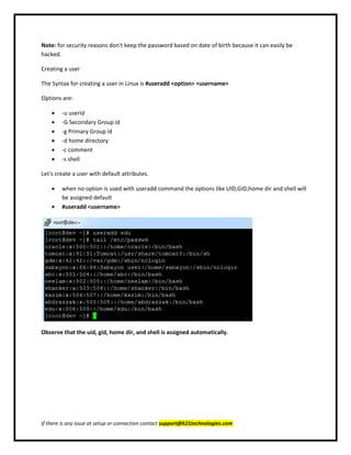 User and group administration in Linux | PDF