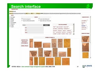 EGYED- ISZLAI : User centered image management system DIAL 2006 LYON 21
Search interface
 