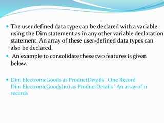 User define data type In Visual Basic | PPTX