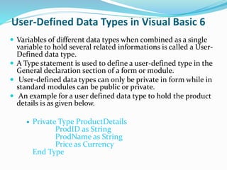 User define data type In Visual Basic | PPT