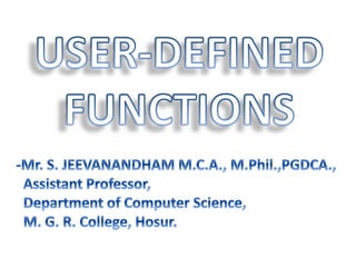 User defined function in c | PPT