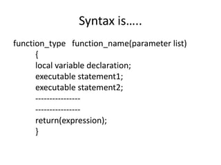 User defined function in c | PPT