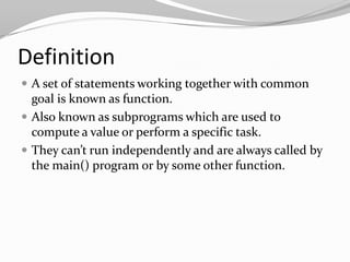 User defined functions in C | PPT