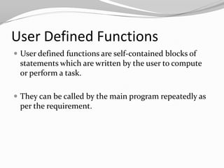 User defined functions in C | PPT