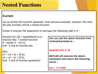User defined functions in matlab | PDF