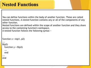 User defined functions in matlab | PPT