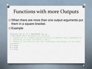 User Defined Functions in MATLAB part 2 | PPT