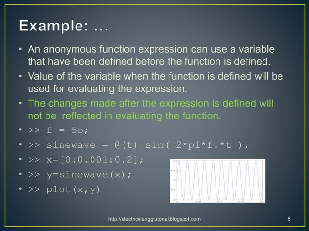 Anonymous and Inline Functions in MATLAB | PPT