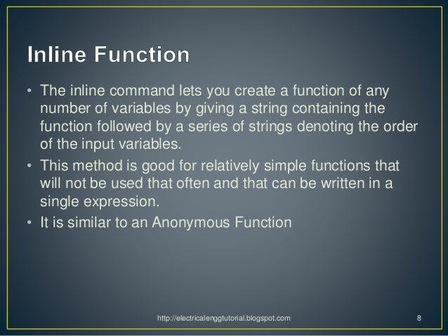 Anonymous And Inline Functions In MATLAB