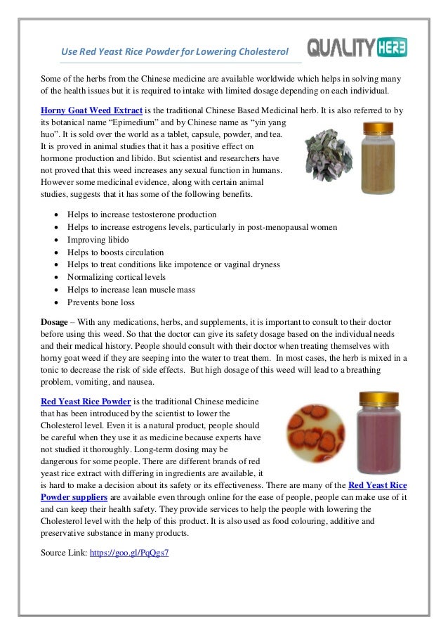 Use red yeast rice powder for lowering cholesterol