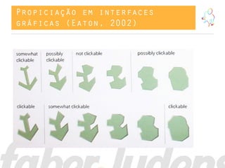 Propiciação em interfaces
gráficas (Eaton, 2002)
 
