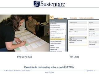 © Professor Frederick van Amstel Ergonomia e
Usabilidade
Exercício de card-sorting sobre o portal UFPR.br
Presencial Online
 