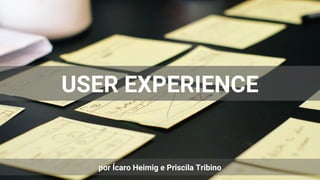 USER EXPERIENCE
por Ícaro Heimig e Priscila Tribino
 