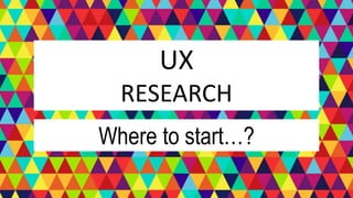 UX
RESEARCH
Where to start…?
 