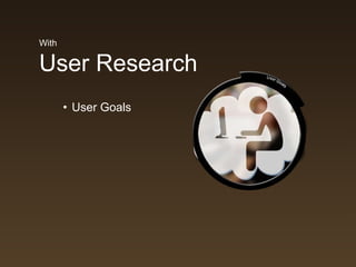 With

User Research
       • User Goals
       • Task Analysis
 